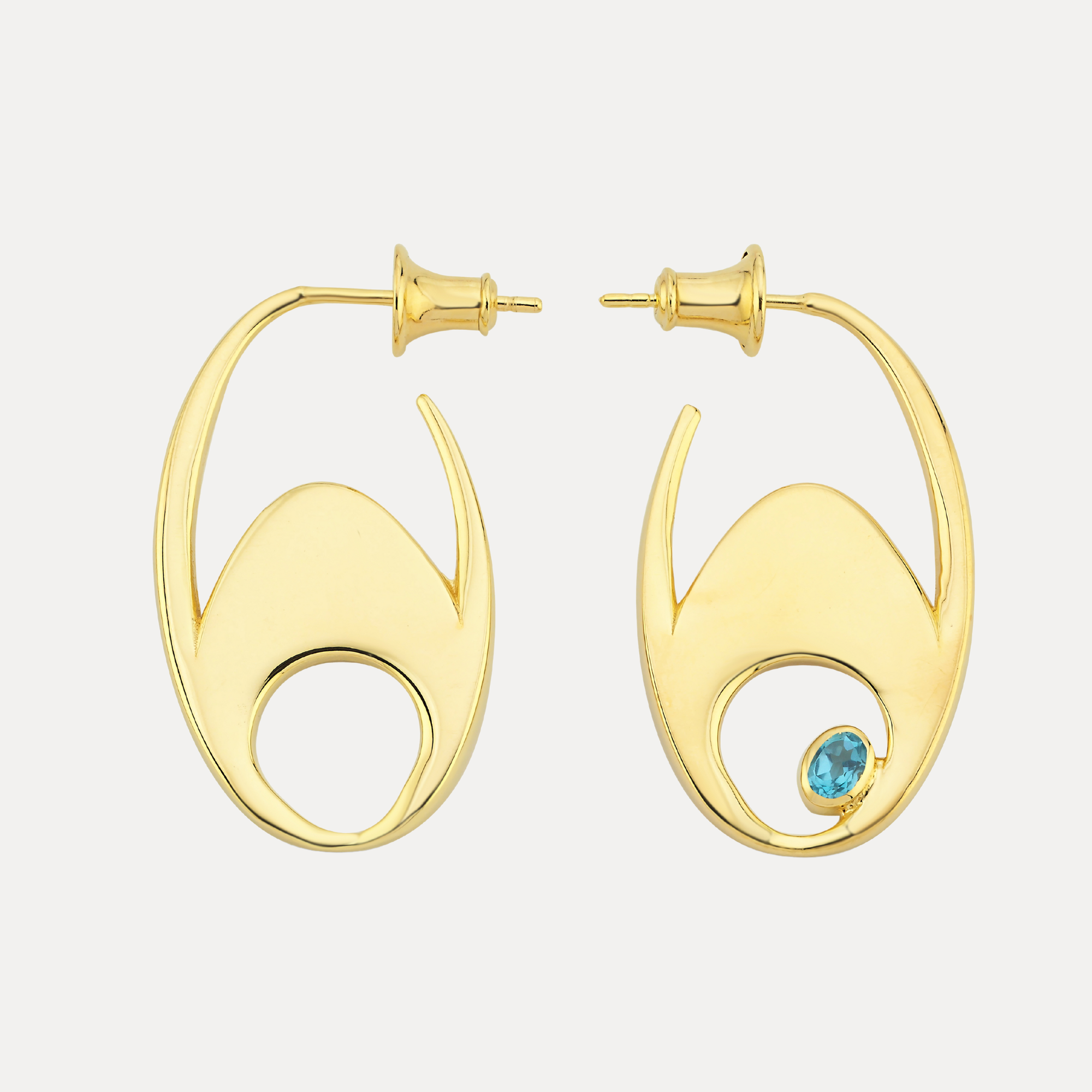 Stoned Egg Earrings in gold and topaz