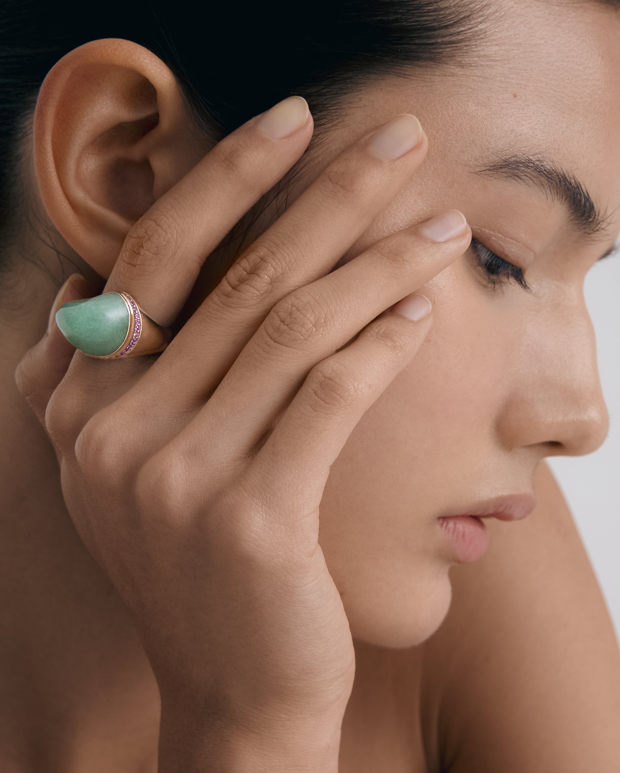 Shapeless stone ring aventurine