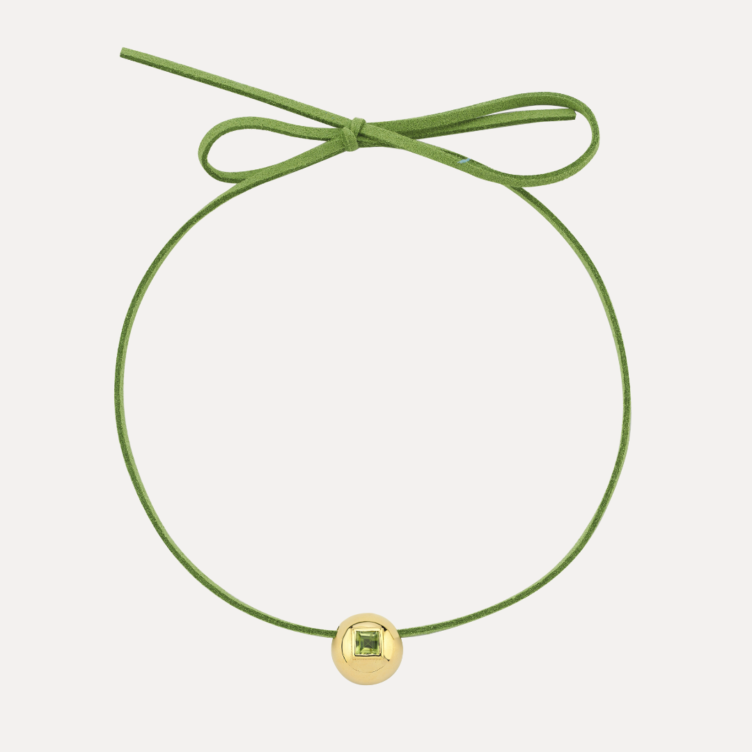 Bubble Choker in peridot and green strap