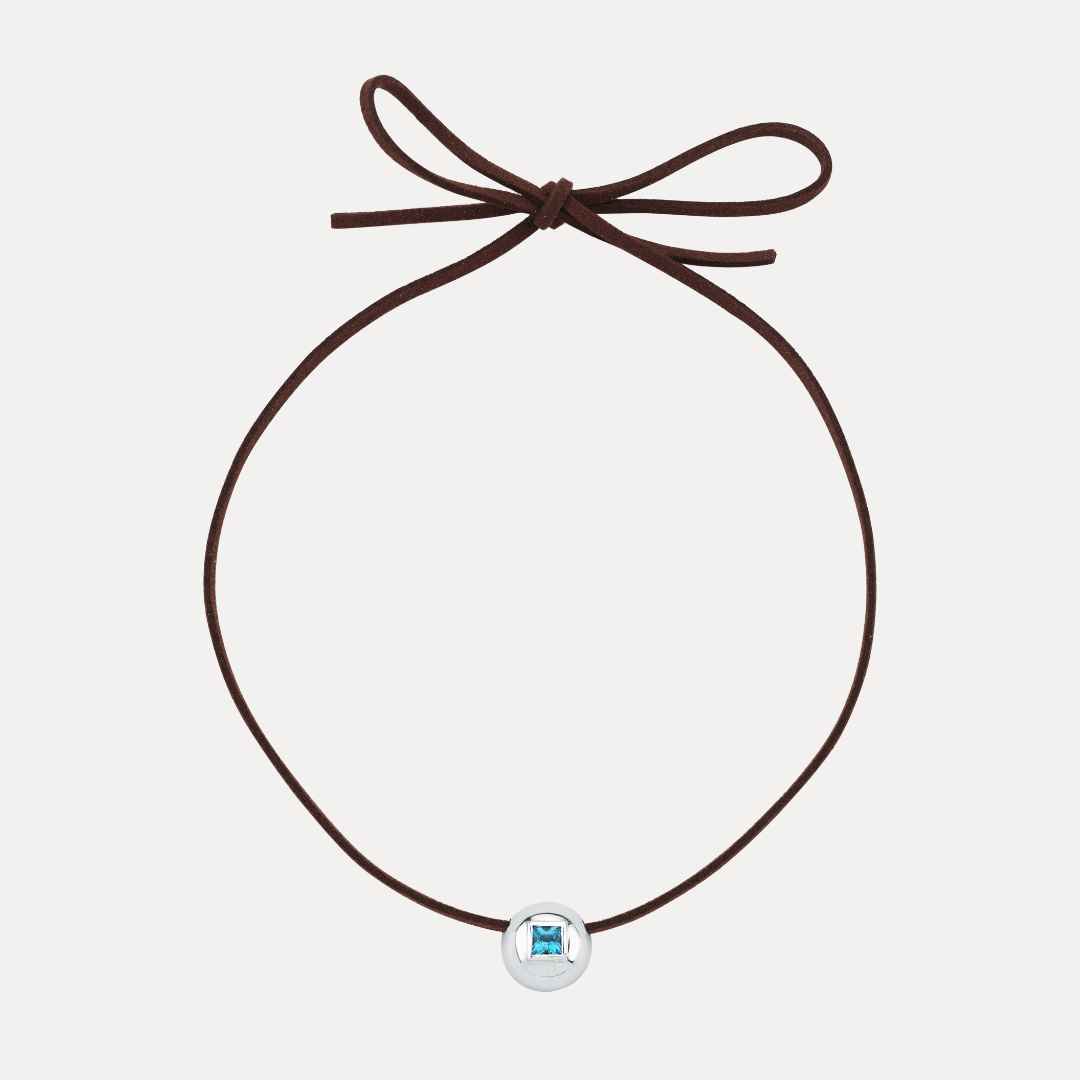 Bubble Choker in swiss topaz and brown strap