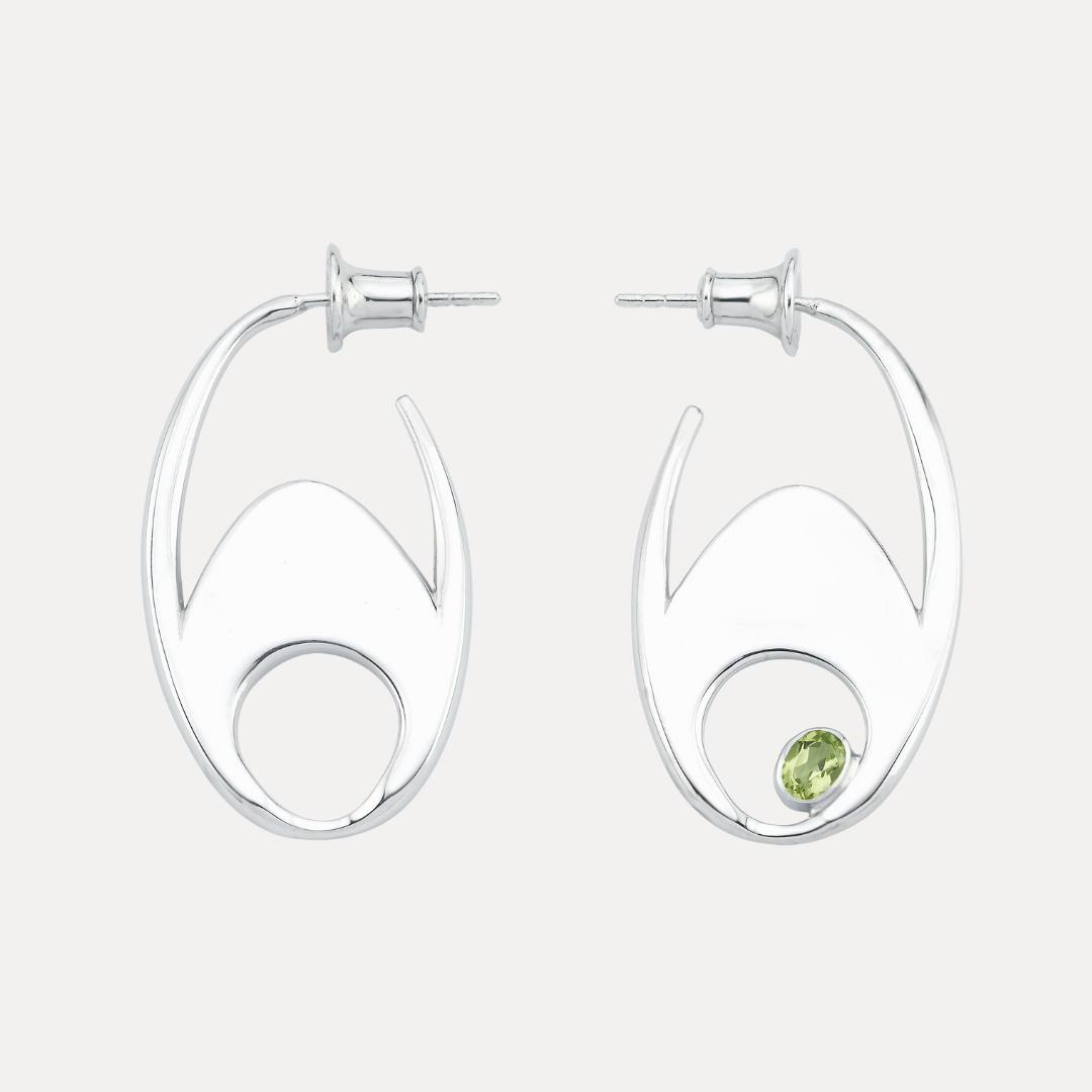 Stoned Egg Earrings in peridot