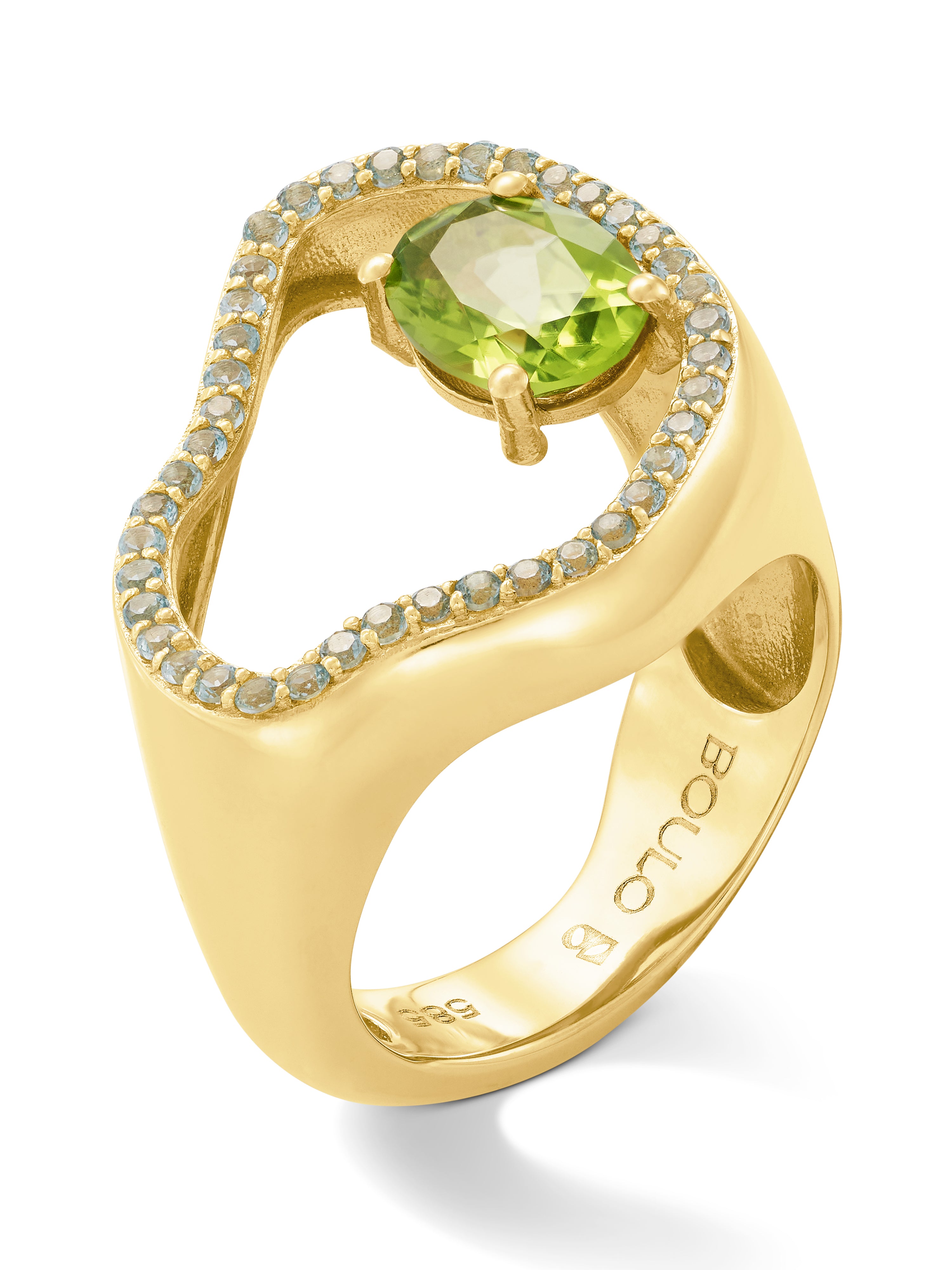 Orbit ring solitaire halo peridot