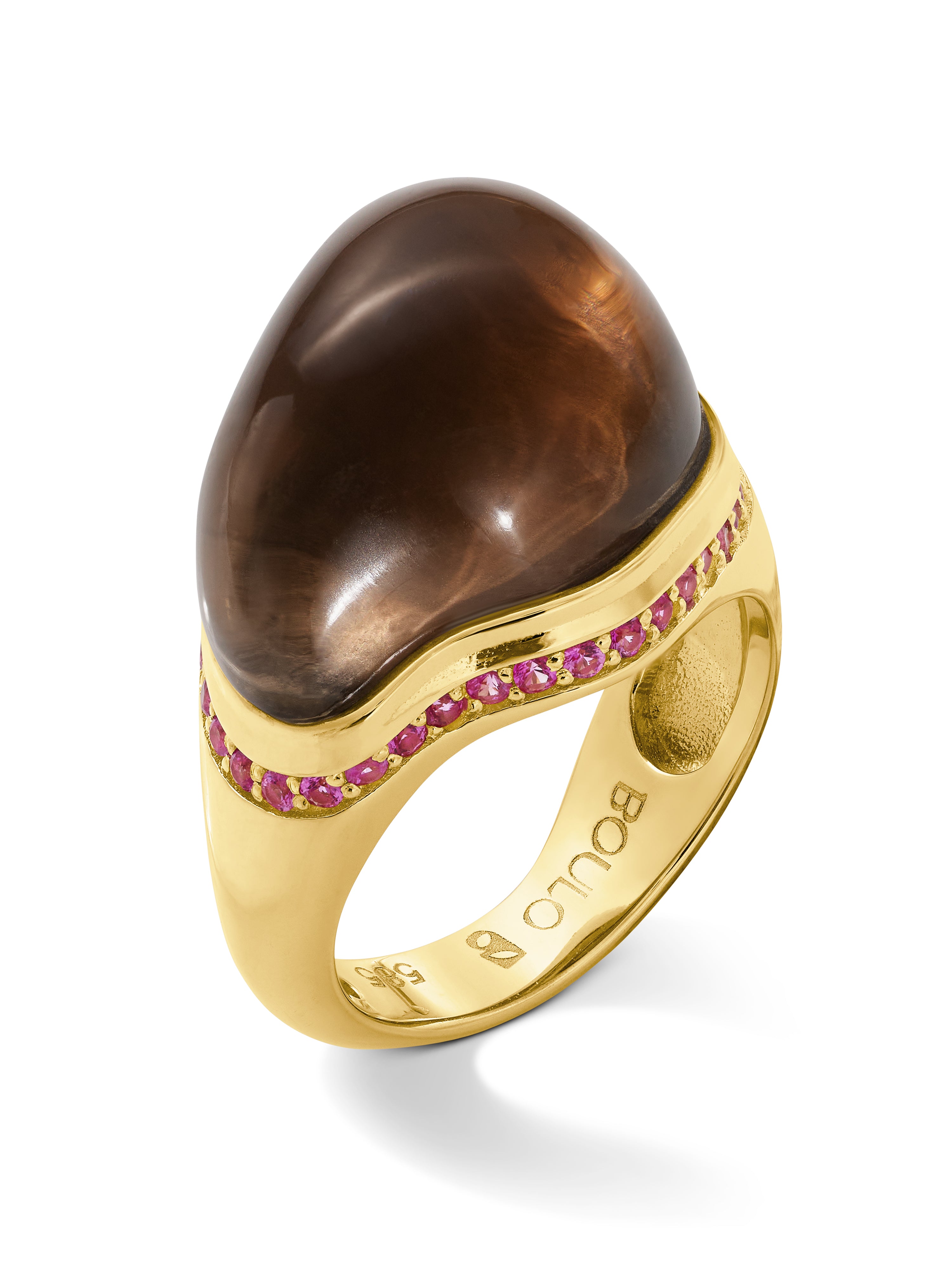 Shapeless stone ring smoky quartz