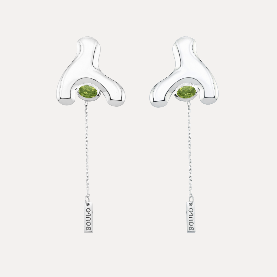 Wishbone Earrings in peridot